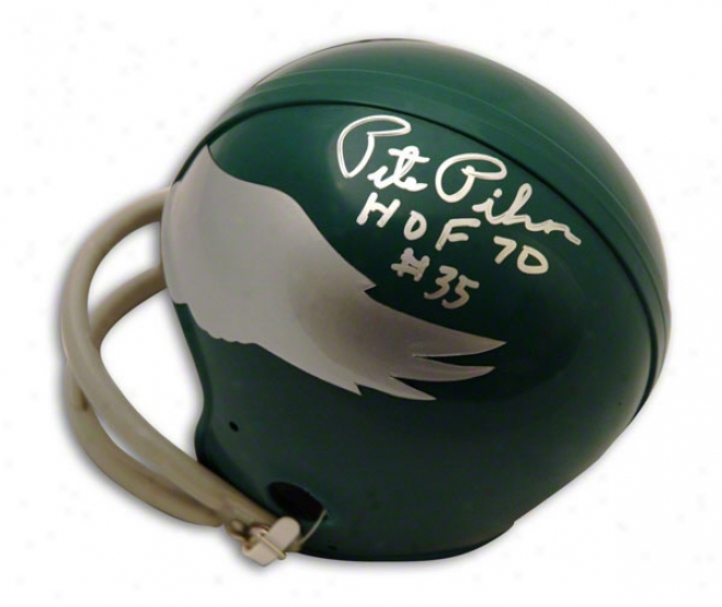 Pete Pihos Autographed Philadelphia Eagles Throwback Mini Helmet Inscribed Hof 70