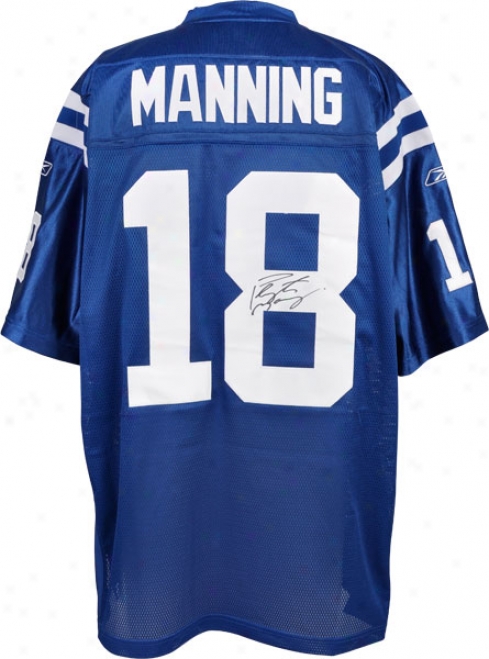 Peyton Manning Autographed Jersey  Details: Indiannapolis Colts, Reebok, Autnentic, Blue