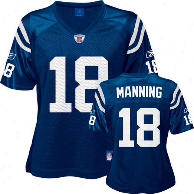 Peyton Manning Blue Reebok Replica Indiajapolis Colts Women's Jersey