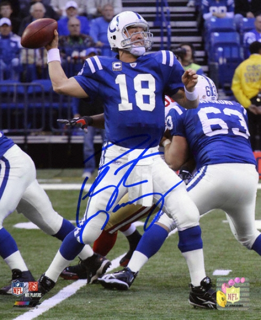 Peyton Manning Indianapolis Colts - Action Vs. 49ers - Autographed 8x10 Photograph