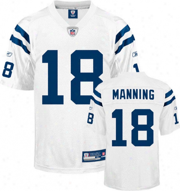 Peyton Manning Jersey: Reebok White Replica #18 Indianapolis Colfs Jersey