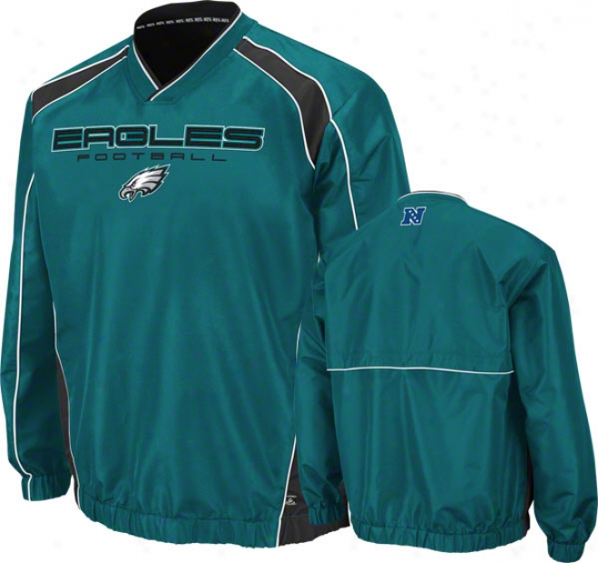 Philadelphia Eagles Coach's Choice Ii Green Lightweigut Pullover Jacket