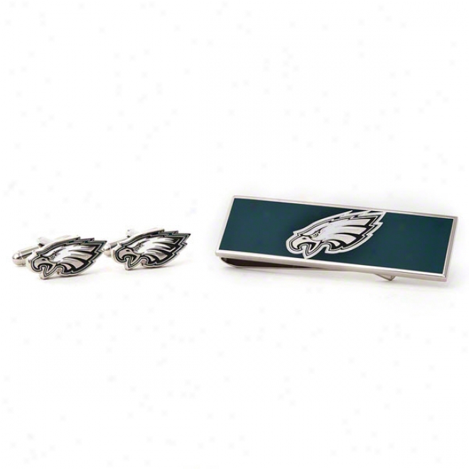 Philadelphia Eagles Cufflinks And Money Clip Gift Set