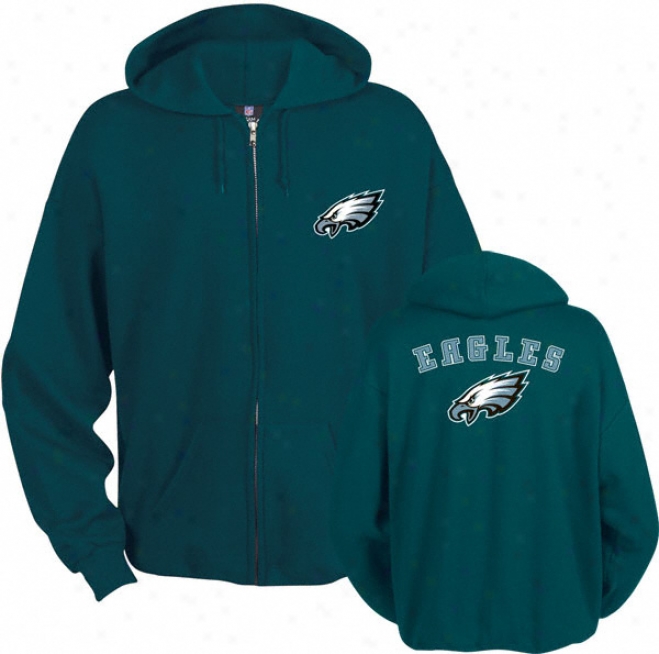 Philadelphia Eagles Green Touchback Ii Full Zi0 Hooded Sweatshirt