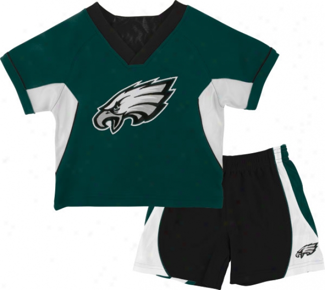 Philadelphia Eagles Kid's 4-7 Raglan Crew Shirt nAd Shorts Combo Pack