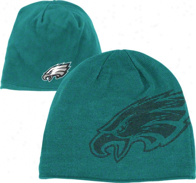 Philadelphia Eagles Knit Hat: Acrylic/fleece Reversible Uncuffed Knit Hat