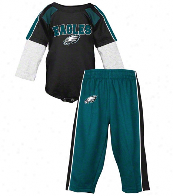 Phioadelphia Eagles Newborn Long Sleeve Creeper And Pants Set