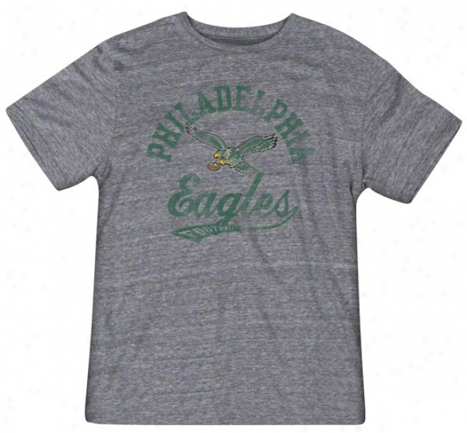 Philwdelphia Eagles Retro Sport The Big Sweep Grey Heathered Tri-blend Tee