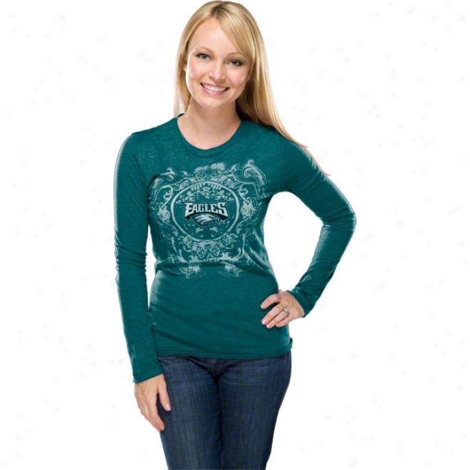 Philadelphia Eagles Women's Coin Toss Green Long Sleeve Top