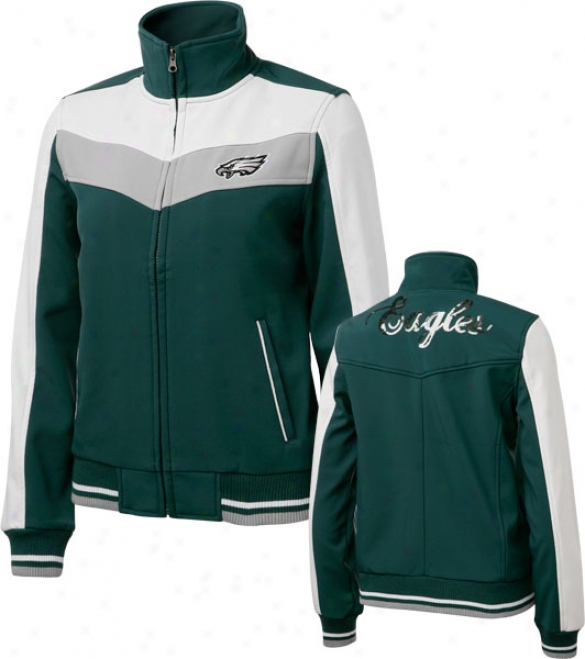 Philadelphia Eagles Women's Dazzle Script Green Full-zip Track Jacket