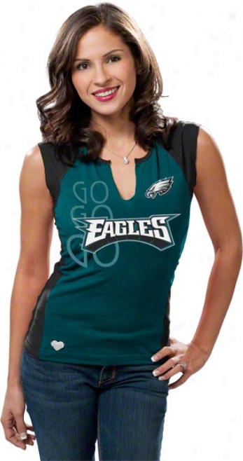 Philadelphia Eagles Women's Green Two-toned Split Neck Too