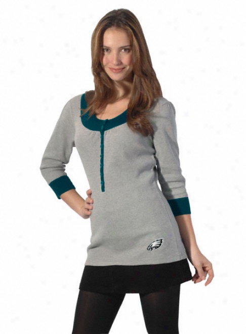 Philadelphia Eagles Women's Heather Grey Thermal Tunic From Touch By Alyssa Milano