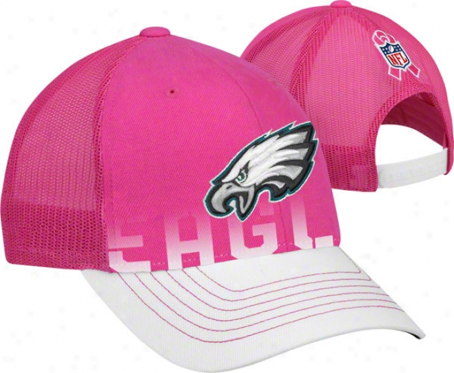 Philadelphia Eagles Womeen's Pink Breast Cancer Awareness Structured Adjustable Snapback Mesh Back Hat