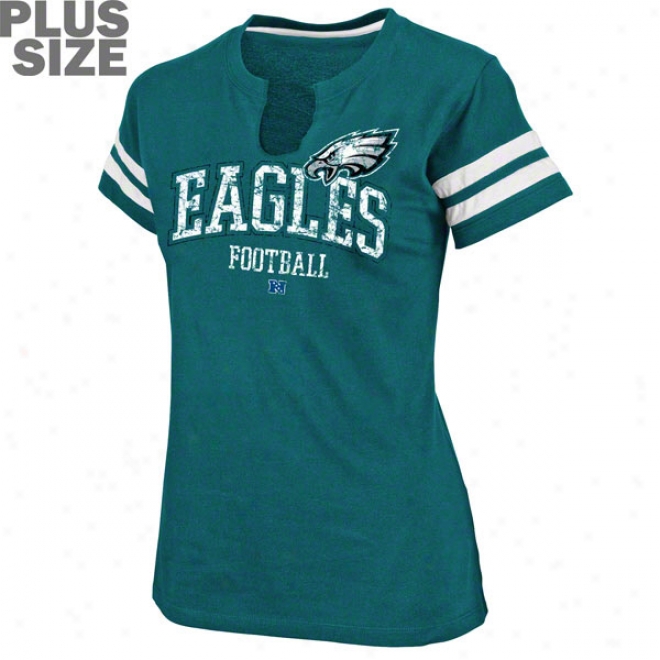 Philadelphia Eagles Women's More Size Go For Two Split Neck Top