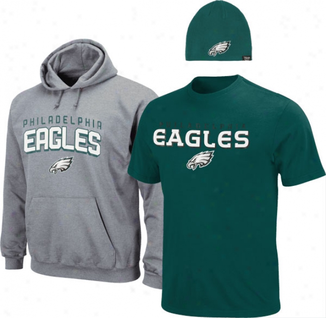 Philaselphia Eagles Youth Beenie, Hoodie, And T-shirt 3-pack Set