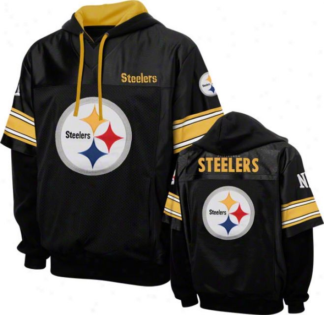 Pittsburg Steelers Black Grid Iron 2 Pullove5 Jesrey Hoodie