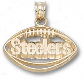 Pittsburgh Steelers 10k Gold ''steelers'' Pierced Football Pendant