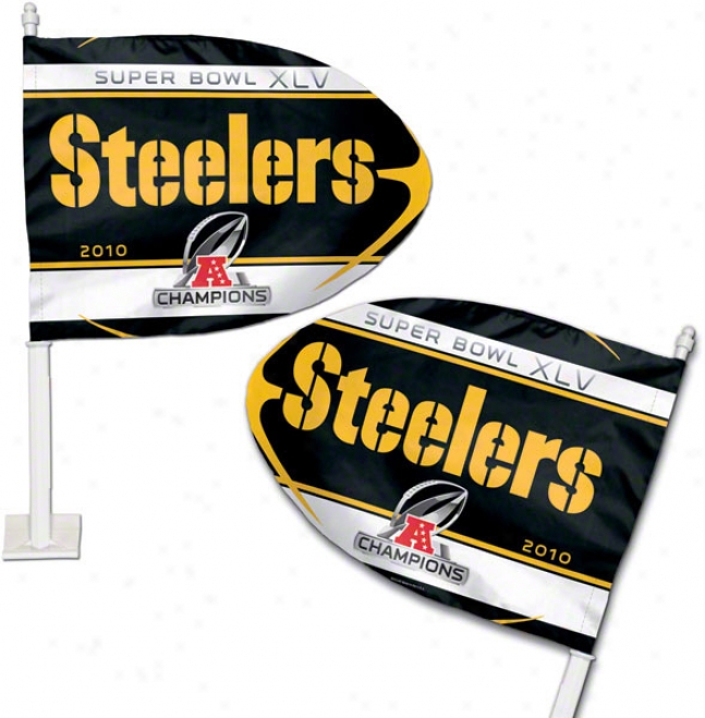 Pittsburgh Steeers 2010 Afc Conference Champions Car Flag