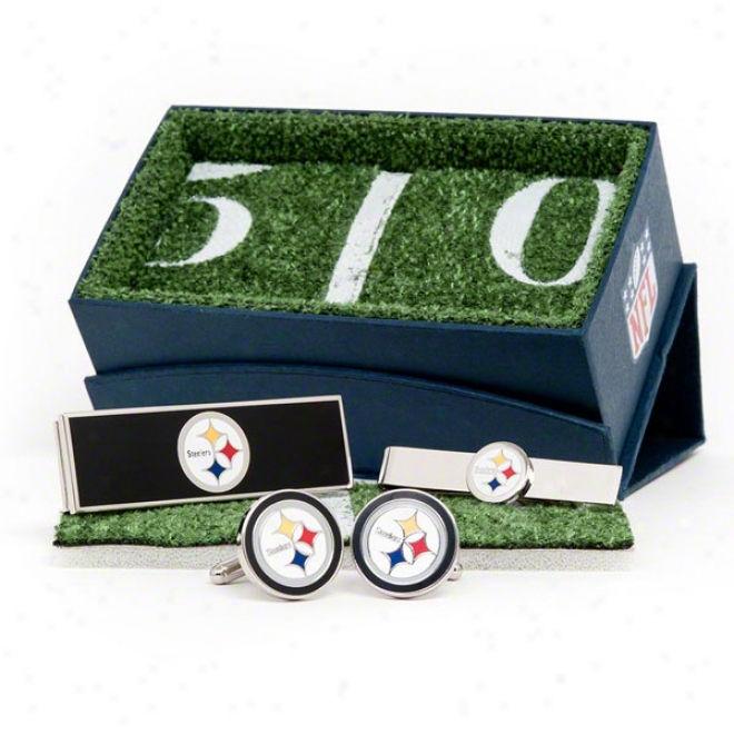 Pittsburgh Steelers 3-piece Gift St: Money Clip, Cufflinks & Tie Bar