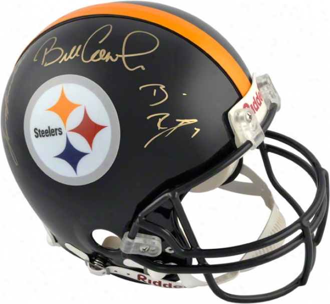 Pittsburgh Stelers Autographed Pro-line Helmet  Details: Qbs, Coaches, 4 Signatures, Authentic Riddell Helmet