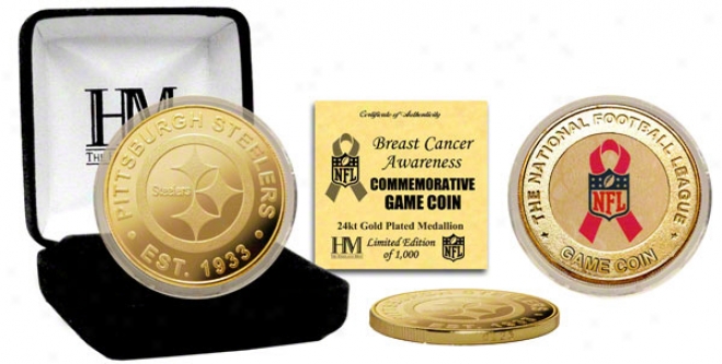 Pittsburgh Steelers Breast Cancer Awareness 24kt Gold Gsme Coin