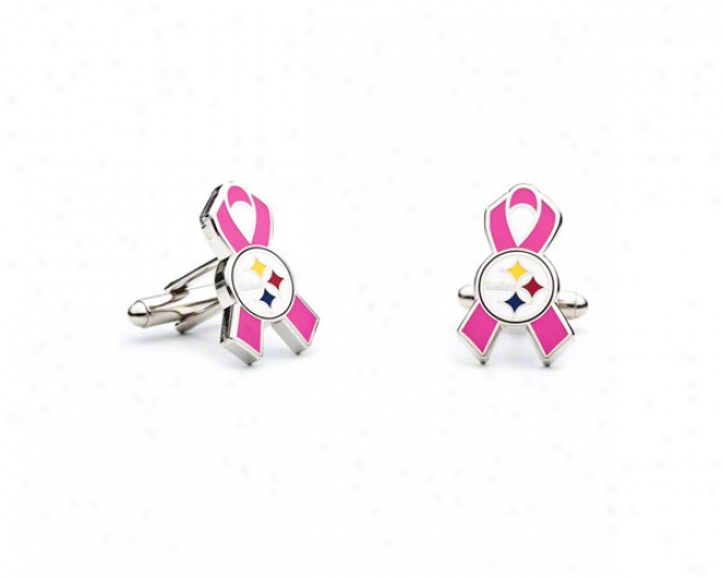 Pittsburgh Steelers Breast Cancer Awareness Cufflinks