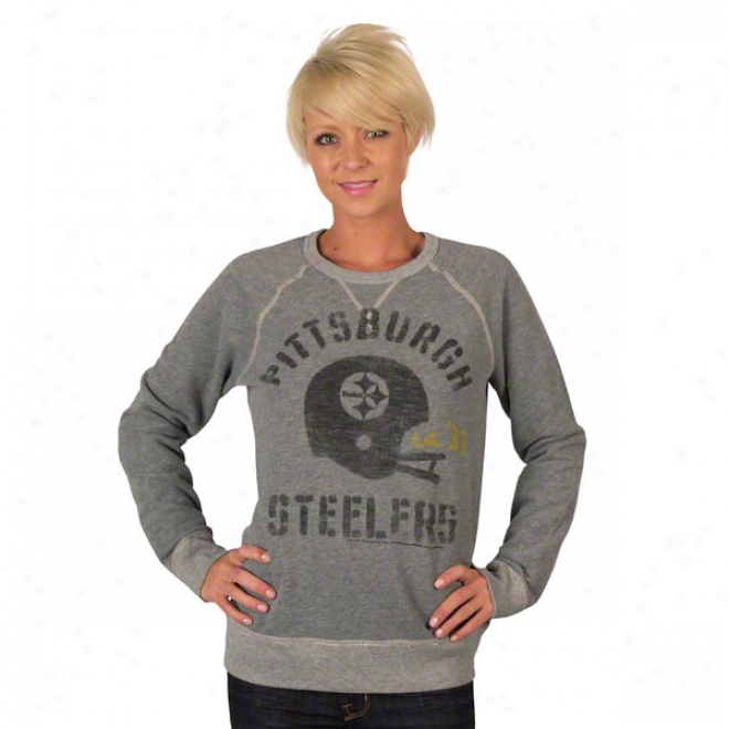 Pittsnurgh Steelers Heather Vintage French Terry Women's Crewneck Sweatshirt