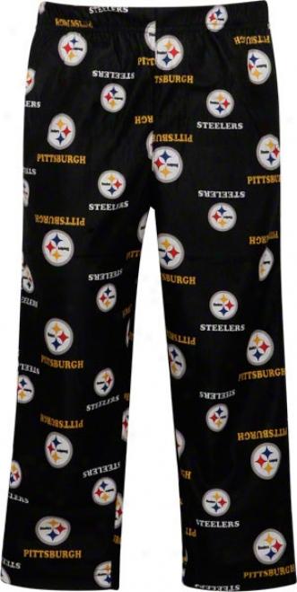 Pittsburgh Steelers Kid's 4-7 Black Printed Logo Sleep Pants