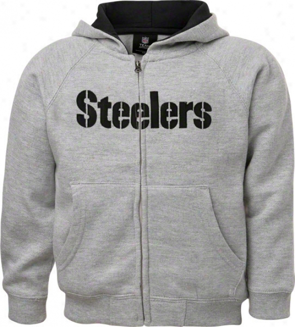 Pittsburgh Steelers Kids (4-7) Grey Sportsman Full-zip Clip Hooded Sweatshirt