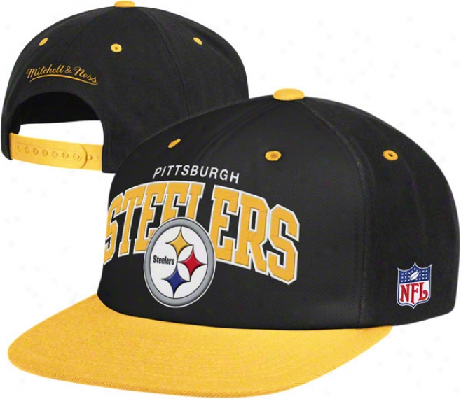 Pittsburgh Steelers Mitchell & Ness Throwback Arch W/logo Snapbavk Hat