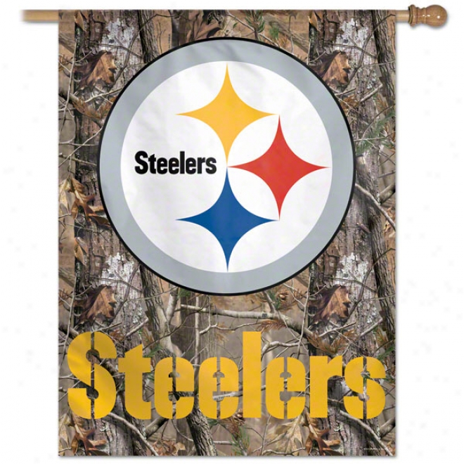 Pittsburgh Steelers Realtree Vertical Flag: 27x37 Banner