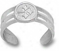 Pittsburgh Steelers Sterling Silvery Circle Logo Toe Ring