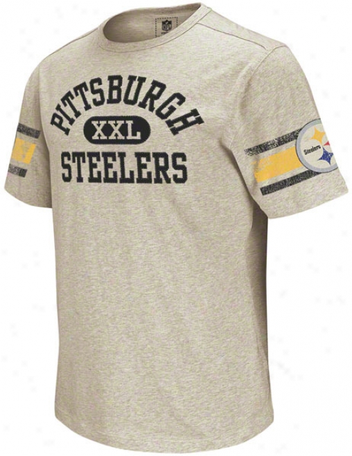 Pittsburgh Steelers Vintage Appliqu Grey Crew T-shirt