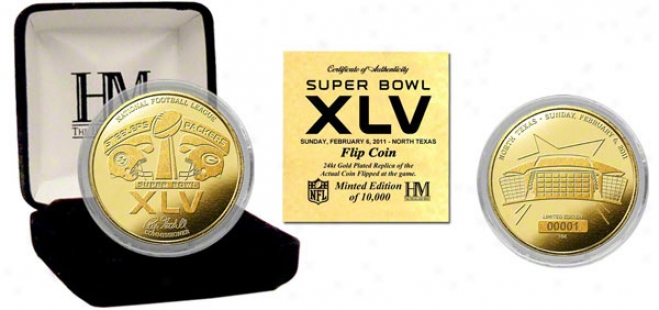 Pittsburgh Steelers Vs. Green Bay Packers Superr Bowl Xlv 24kt Gold Corner