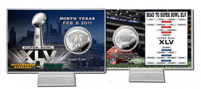 Pittsburgh Steelers Vs. Green Bay Packers Super Bowl Xlf Silver Coin Card