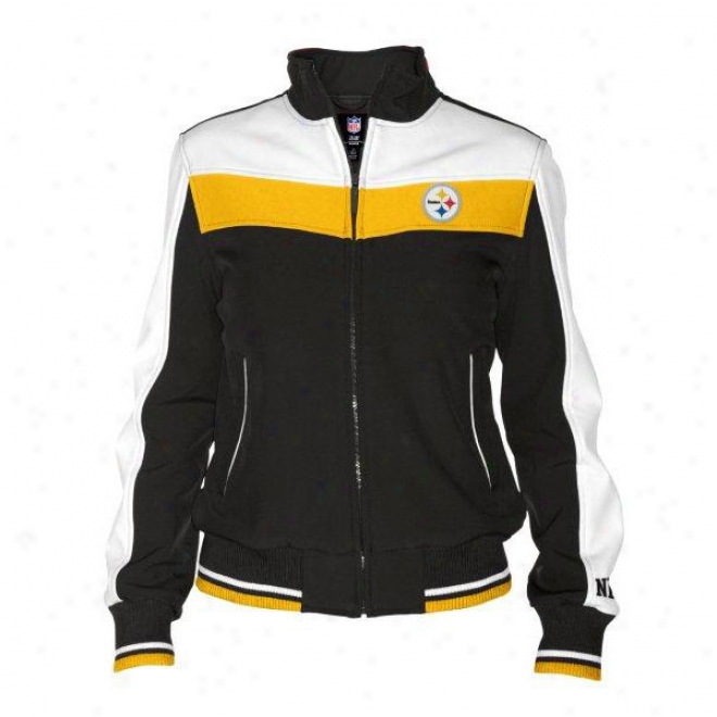 Pittsburgh Steelers Women's Dazzle Script Black Full-zip Track Jacket