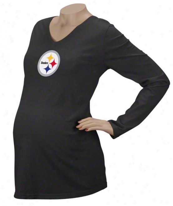 Pittsburgh Steelers Women's Maternity Logo Premier Too Slow Sleeve T-shirt
