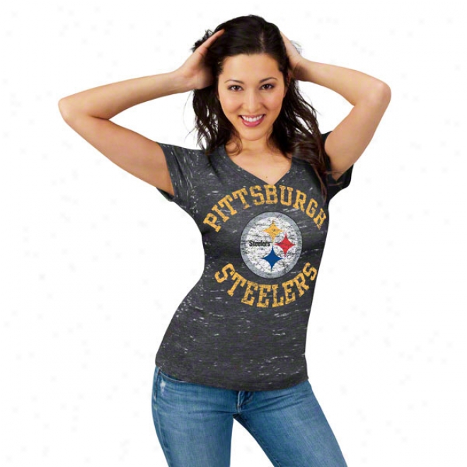 Pittsburgh Steelers Women's Pride Playing Ii Charvoal Short Sleeve Top