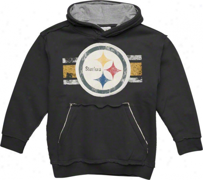 Pittsburgh Steelers Youth Twill Striped Logo Fleece Hooded Sweatshirt