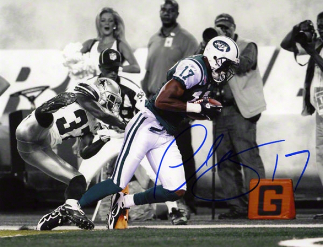 Plaxico Burress Autographed 8x10 Photograph  Details: New York Jets, Vs. Dallas Cowboys, Black And White