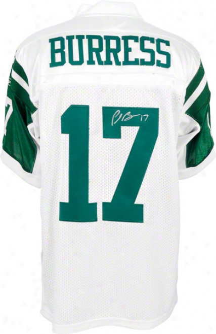 Plaxico Burress Autographed Jersey  Details: New York Jets, White, Reebok Authentic
