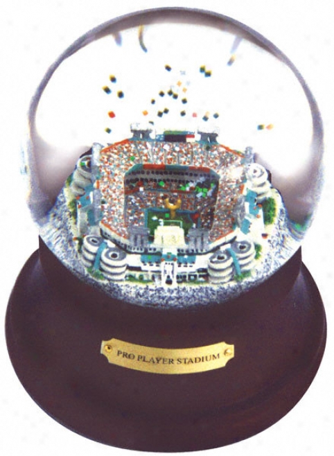 Pro Player Stadium (football) Musical Water Globe With Wood Base