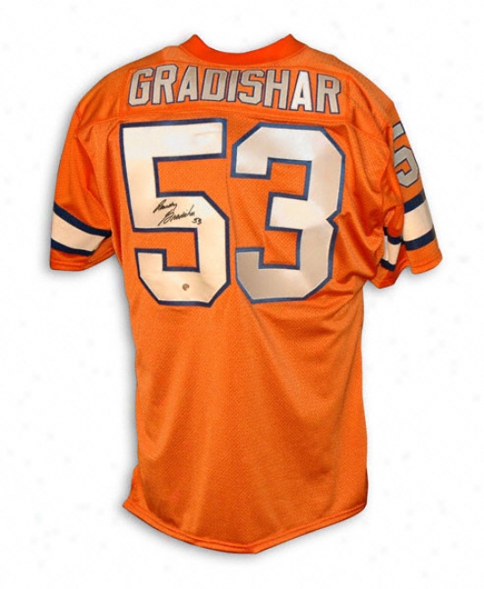Randy Gradishar Denver Broncos Autographed Orange Break in pieces Throwback Jersey