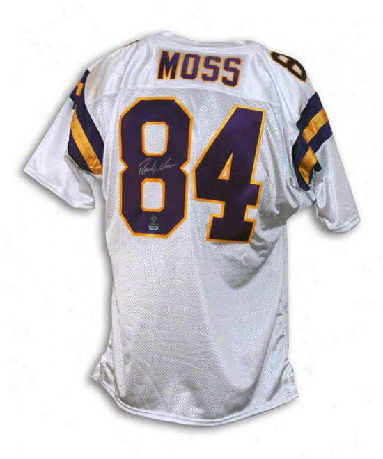 Randy Moss Minnesota Vikinfs Autographed White Throwback Jersey