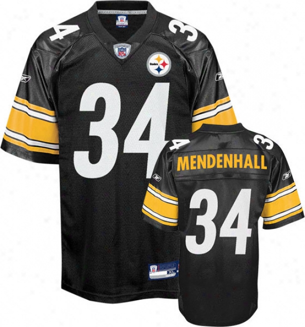 Rashard Mendenhall Jersey: Reebok Black Replica #34 Pittsburgh Steelers Jersey