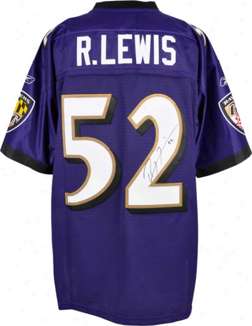 Ray Lewis Autographed Jersey  Details: Baltimore Ravens, Reebok