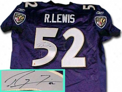 Ray Lewis Baltimore Ravens Autographed Reebok Blue Jersey