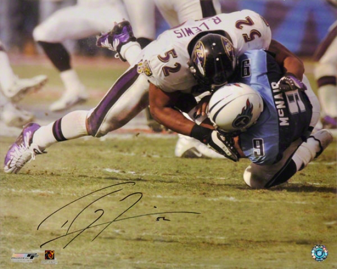 Perception Lewis Baltimore Ravens - Sacking Mcnair - Autographed 16x20 Photograph