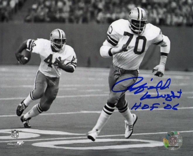 Rayfield Wright Dallas Cowboys Autographed 8x10 Photograph With Hof Inscription