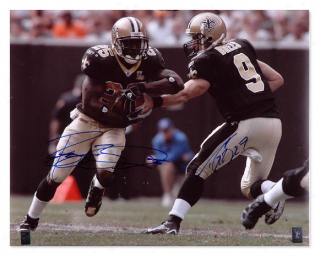 Reggie Bush And Drew Brees New Orleans Saints - Handoff - Autographed 16x20 Photograph